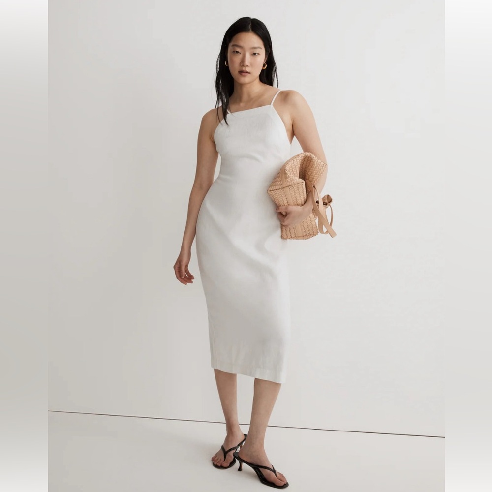 Goldie Linen Midi Dress — Madewell, size 6.